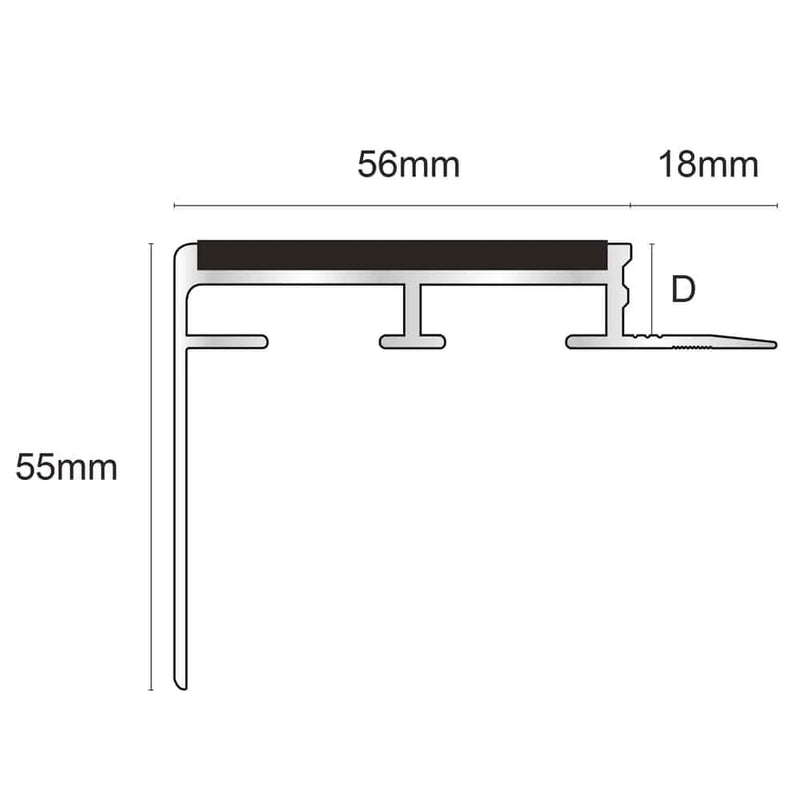 Heavy-Duty Non-Slip Tile-In Stair Nosing Premium Aluminium with PVC Grip Safe & Durable