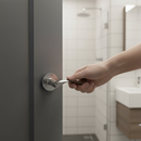 Chrome Lever On Round Rose Bathroom Handle Set | Hinges & Lock | Privacy Function