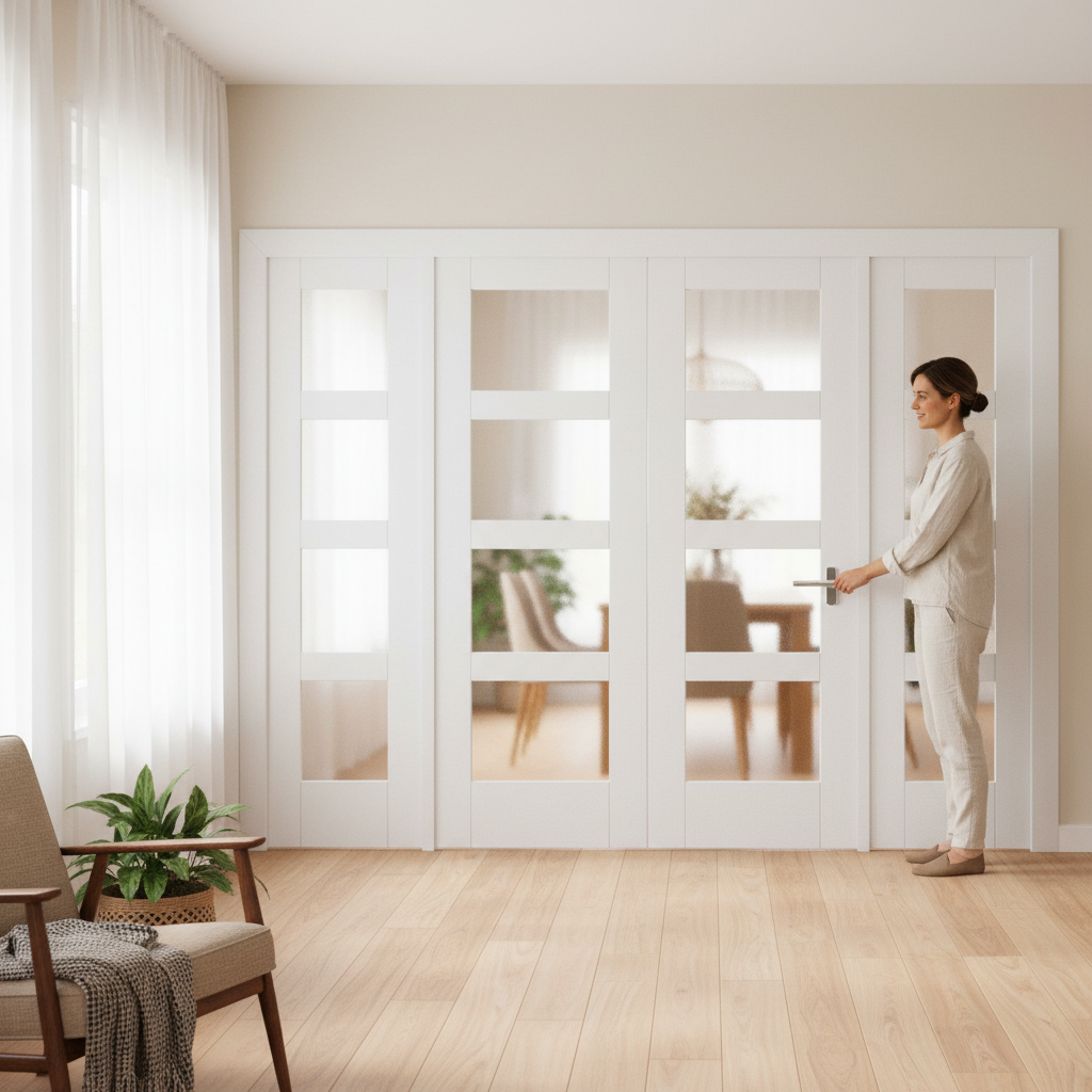Internal Room Divider Set with Four Obscure Glass Panels,...