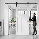 Internal White Primed Clear Glass Sliding Door Set