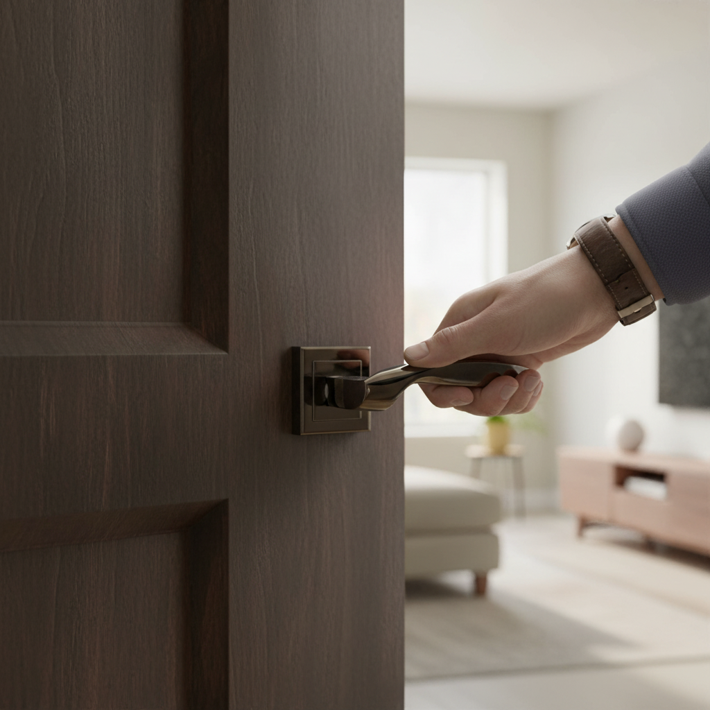 Square Lever Door Handle with Black Nickel Finish for Mod...