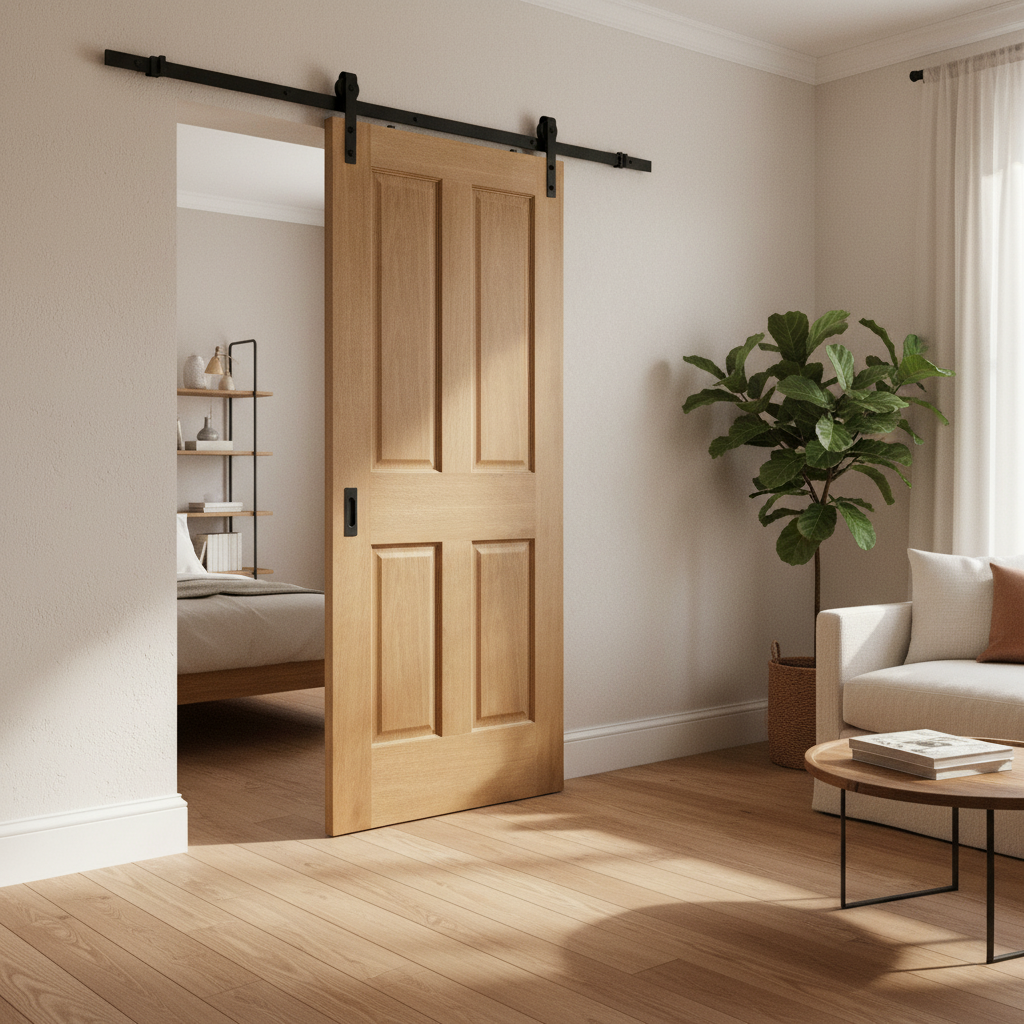 Unfinished Traditional Victorian 4 Panel Sliding Door