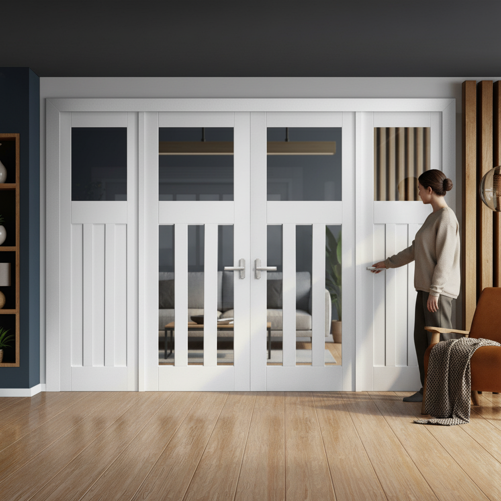 Internal Room Divider Set with Clear Glass Panels