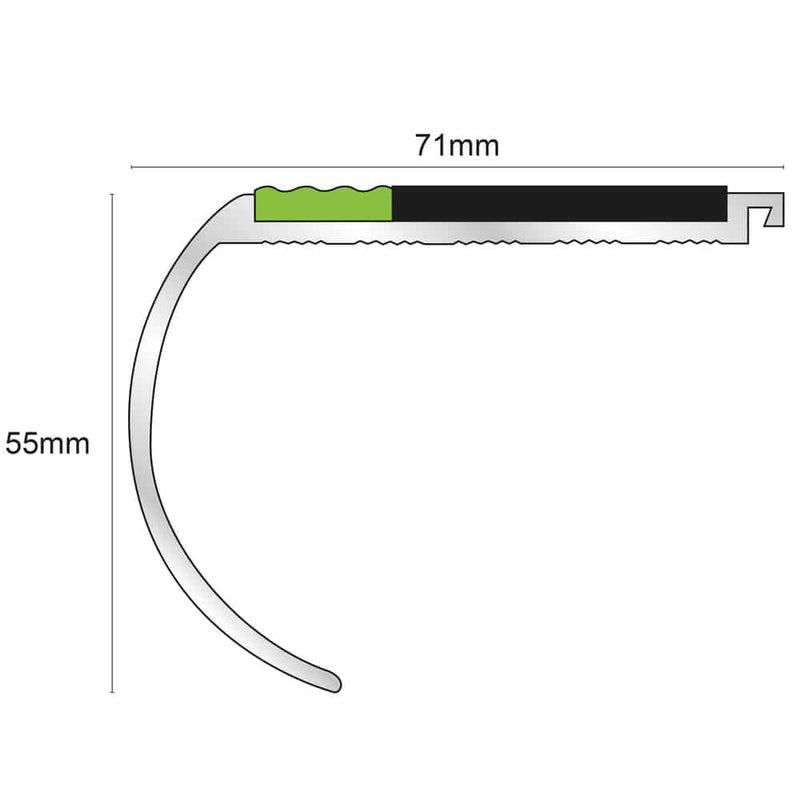 Non-Slip Stair Nosing 71x55mm Premium Edge Protection &amp; Illuminated Safety Solution for Homes & Businesses