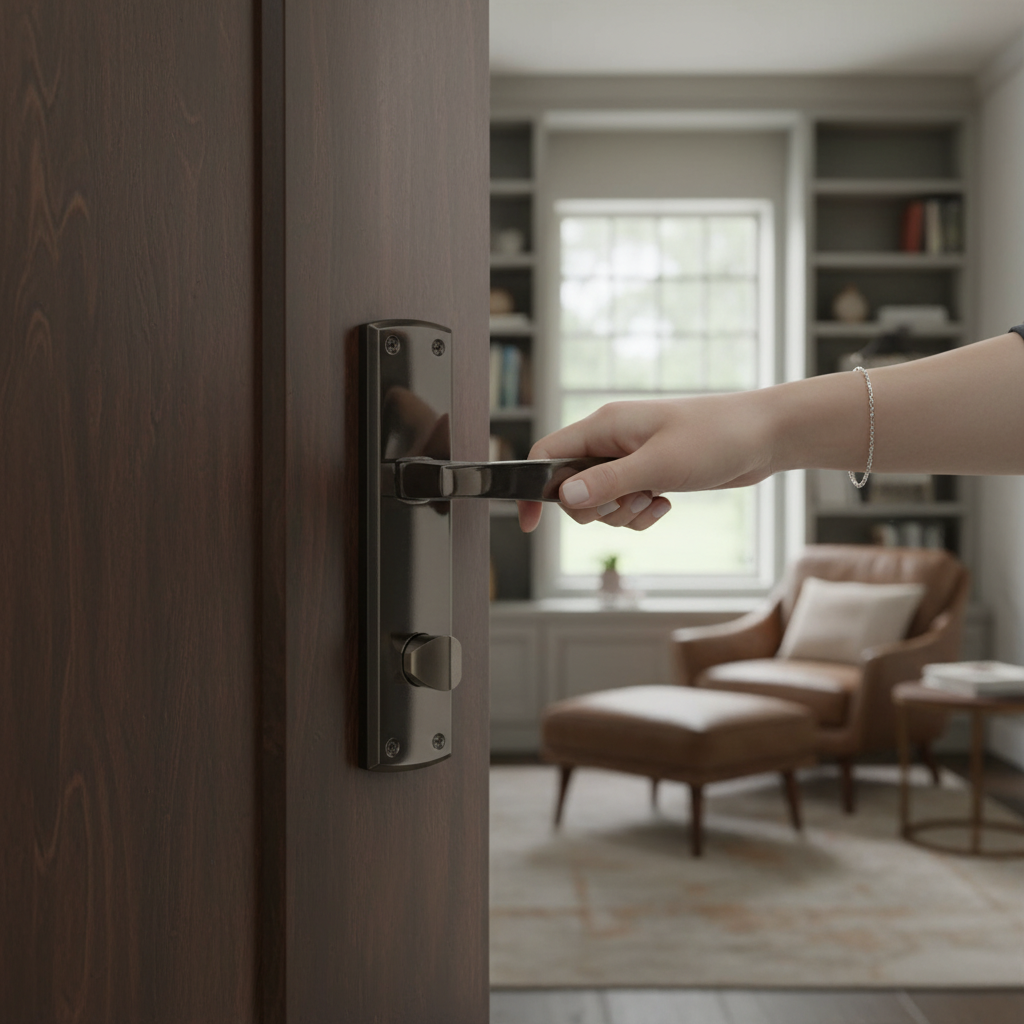 Lever on Backplate Door Handle Set with Black Nickel Finish