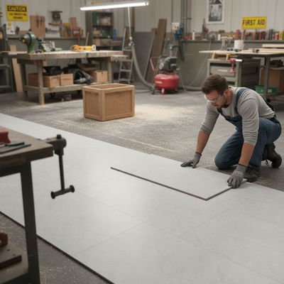 Premium Industry Tile 8mm Water-Resistant Matt Laminate Flooring with Real Stone Effect and AC6 Grade Durability
