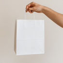 Premium White Paper Bags Strong Kraft with Twisted Handles Recyclable Reusable Shopping Carrier