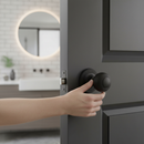 Modern Mortice Bathroom Door Knob Set - Matt Black