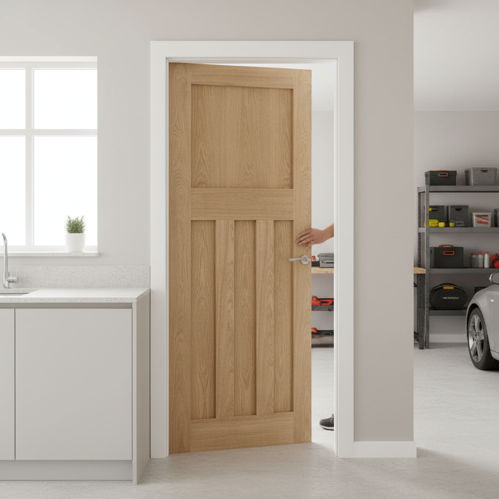 Premium Made-to-Measure FD30 Fire Door with Oak Finish and 30 Minutes Fire Resistance for Classic Elegance
