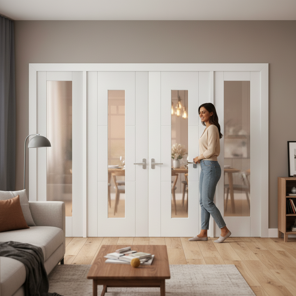 Internal Room Divider Set with Obscure Glass Panels