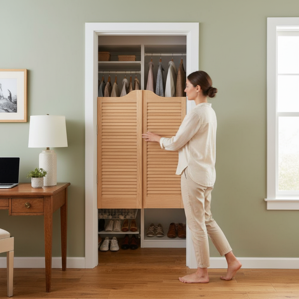 28mm Internal Clear Pine Cafe Style Ranch Louvre Door Pai...