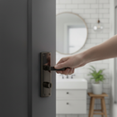 Lever and Lock on Backplate Bathroom Door Handle Set - St...