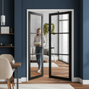 Industrial Studio Sidelight with 3 Clear Glass Panels - F...