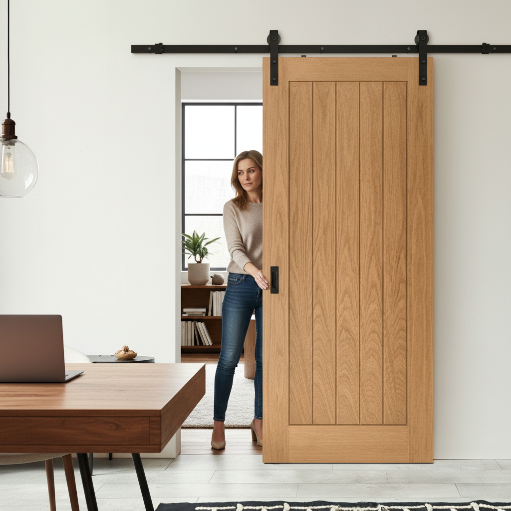Fully Finished Internal Oak Sliding Door Set