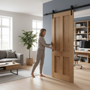 Unfinished Oak Victorian 4 Panel Flat Sliding Door Set