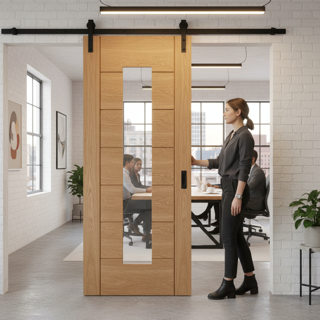 Oak Internal Fully Finished Sliding Door