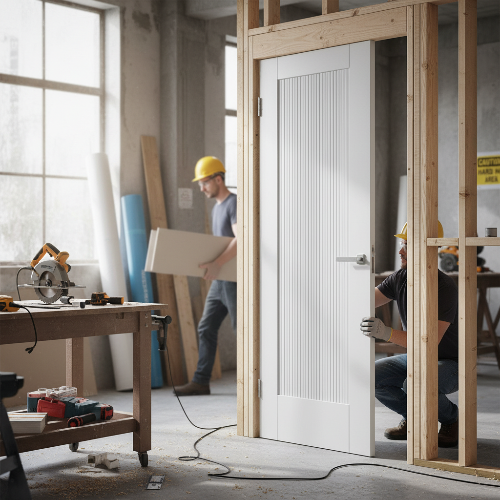 White Internal Fluted Pattern 10 Panelled Door