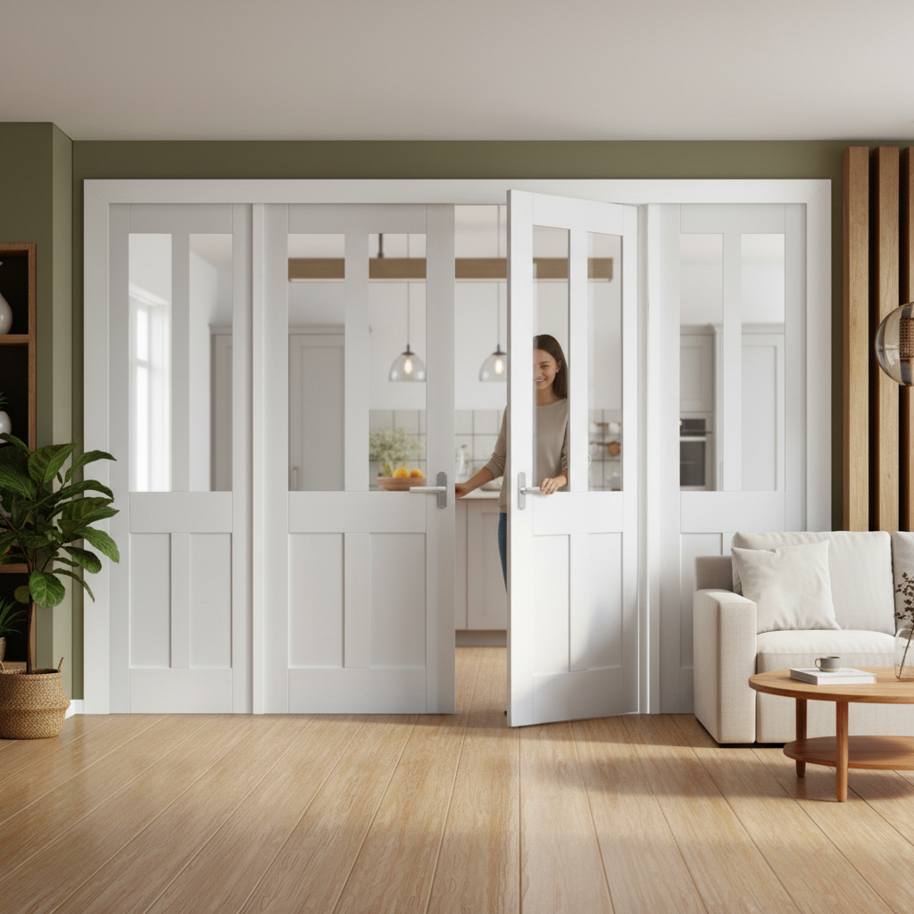 Internal Victorian Room Divider Set with Clear Glass Panels