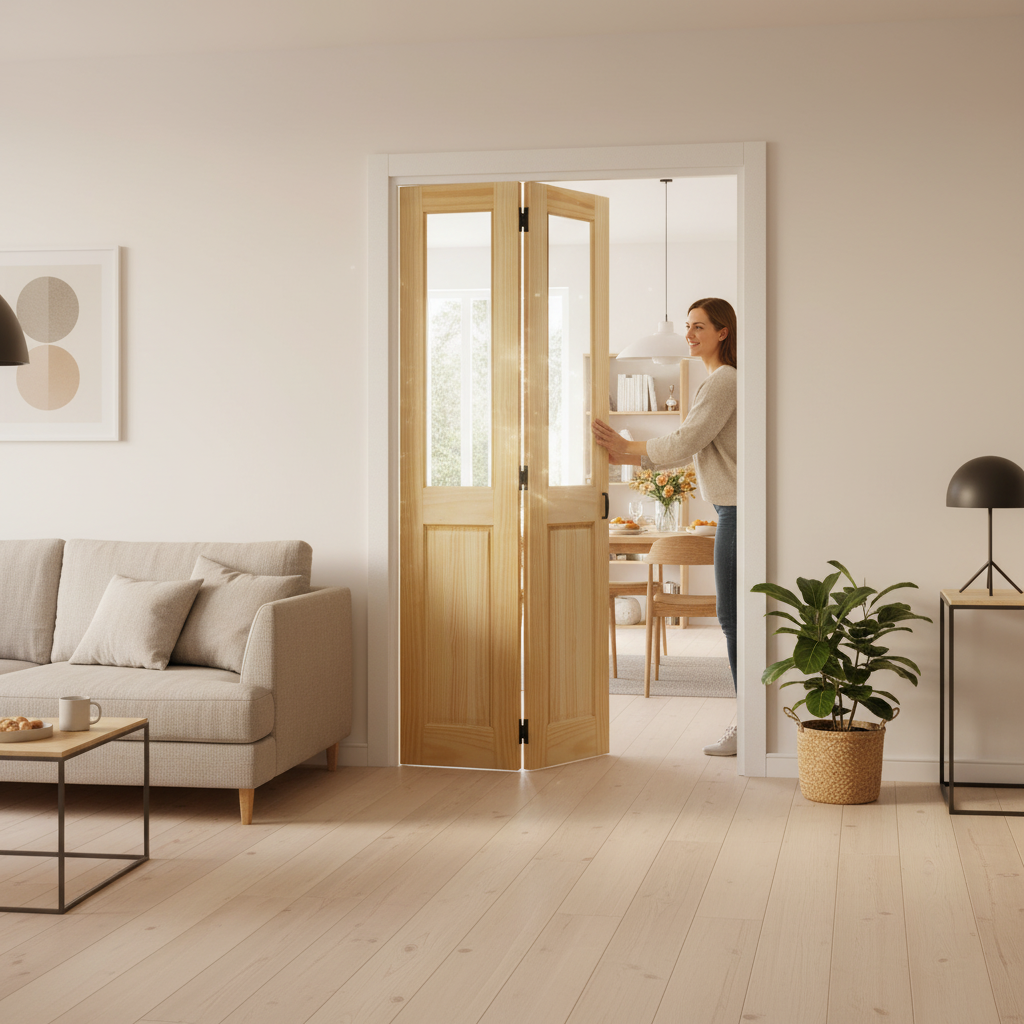 Clear Pine Internal Unfinished Bi-Fold Door with 4 Panels