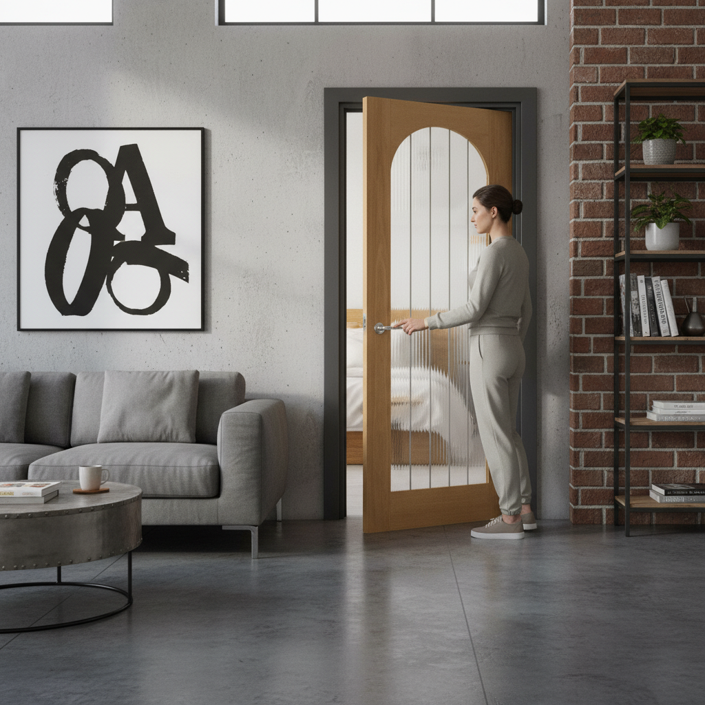 Internal Finished Arched Square Top Door with Obscure Lin...