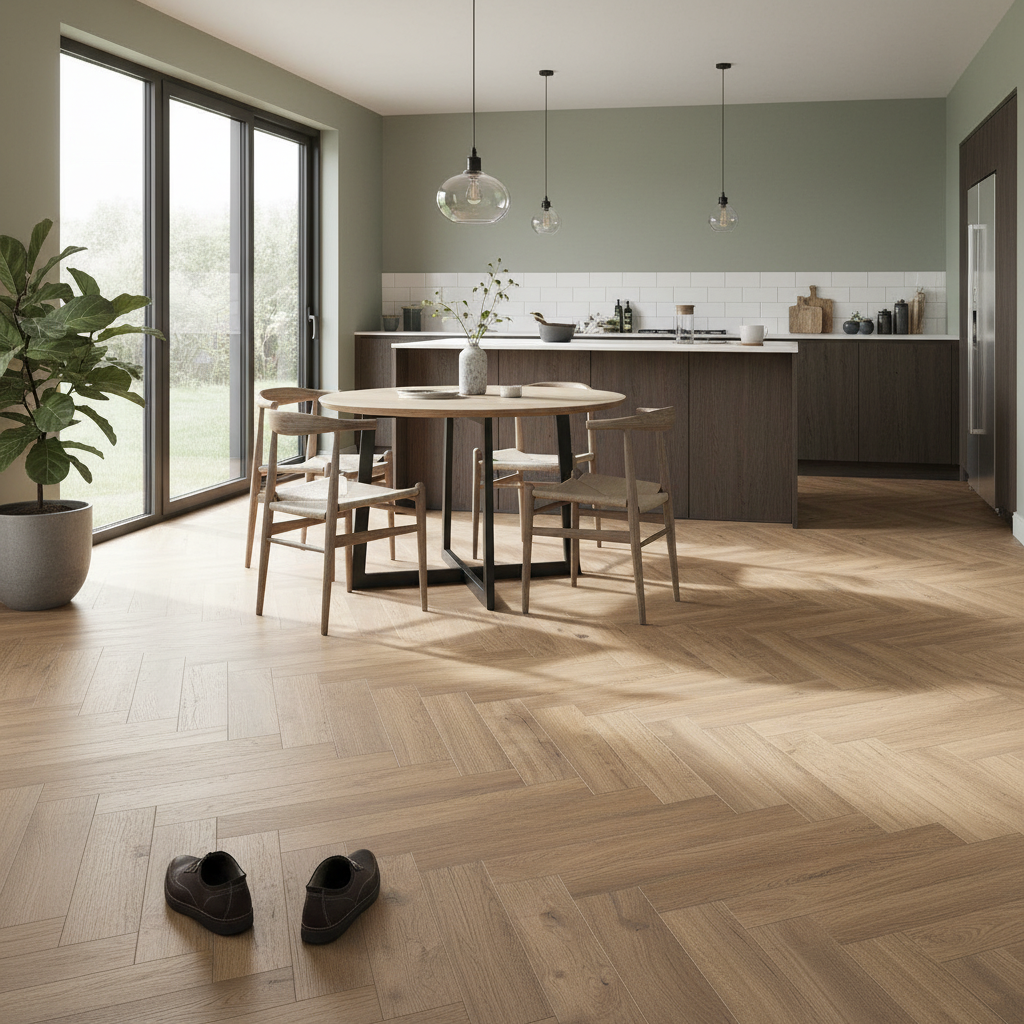 Herringbone Effect 8mm Laminate Flooring with AC4 Rating