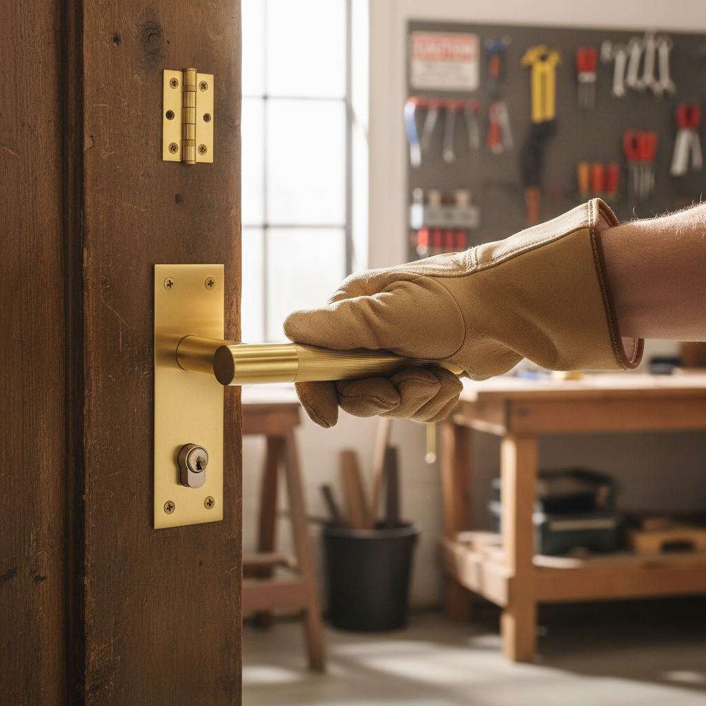 Linear Lever on Backplate Handle Set - Satin Brass Finish