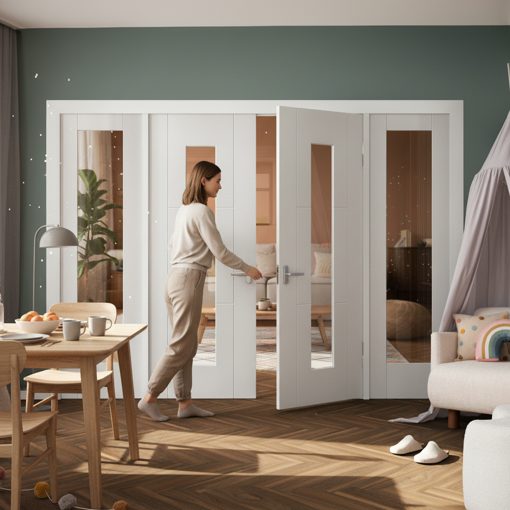 Internal Room Divider Set with Clear Glass Panels