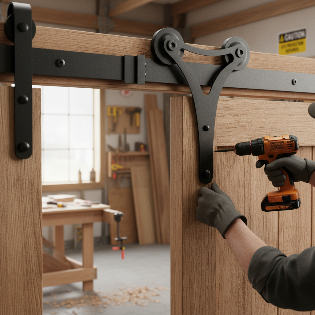 Double Roller Sliding Barn Door Track Bracket Pair