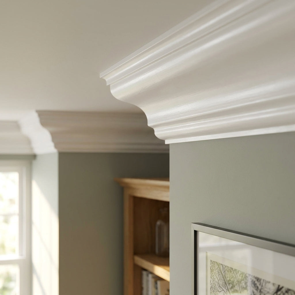 White Painted Chair Moulding 2.4m Length 18mm x 67mm - detail view