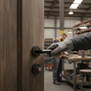 Industrial Round Lever Door Handle Set in Matt Black