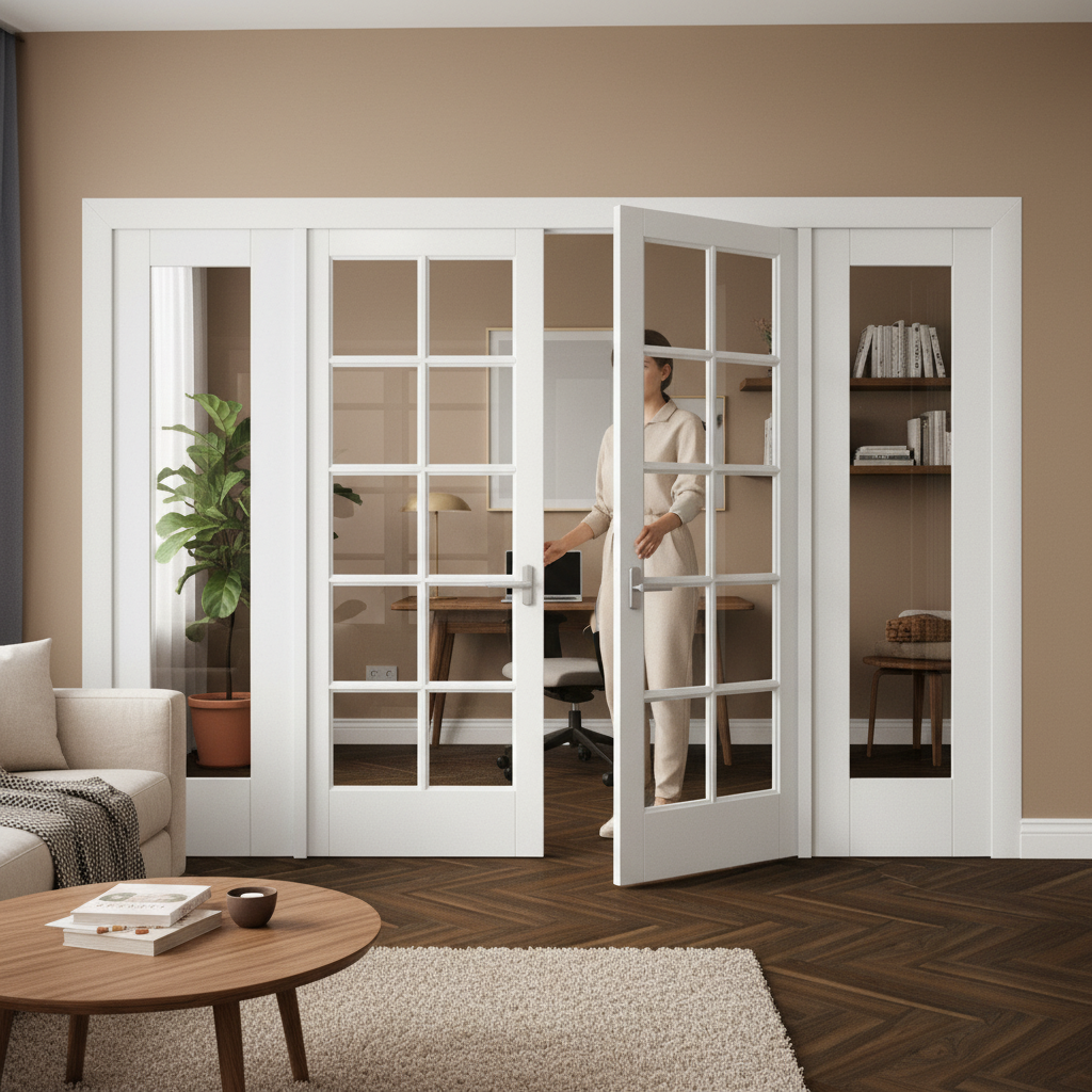 Internal Room Divider Set with Clear Glass Panels