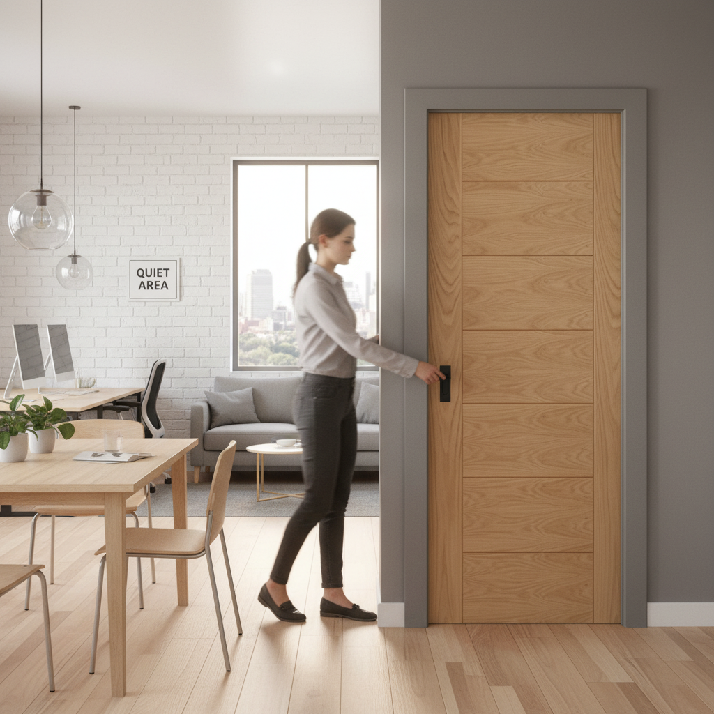 Fully Finished Internal Pocket Door Set with Rich Oak Finish
