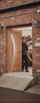 Premium Hardwood External Door with Double Glazed Frosted Glass Panel - Elegant Curved Design for Any Property Style