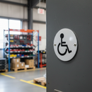 Premium Disabled Symbol in Satin or Bright Stainless Steel Finish with Screws - Ideal for Commercial Projects