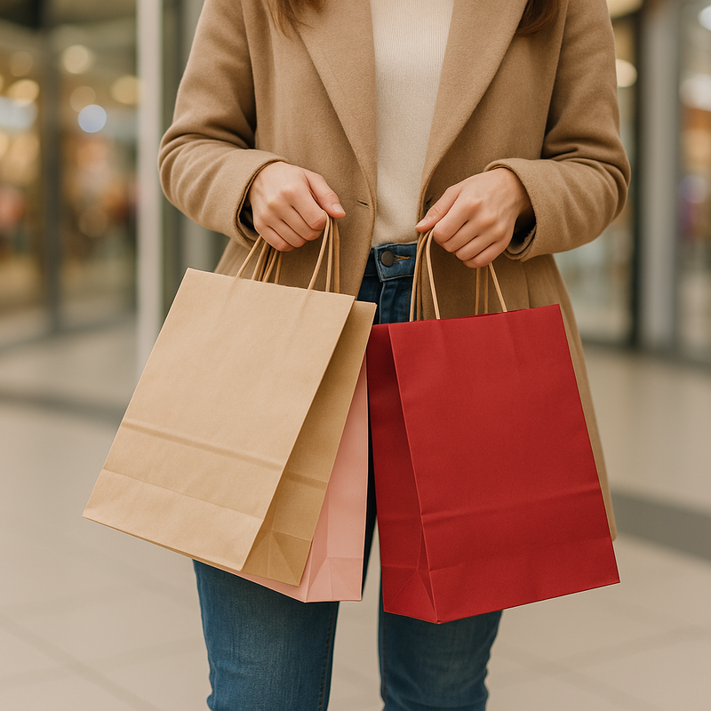 Premium Red Paper Gift Bags with Handles Eco-Friendly Kraft Shopping Bags for Retail Parties