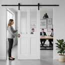 Internal White Primed 4 Panel 2 Light Sliding Door Set