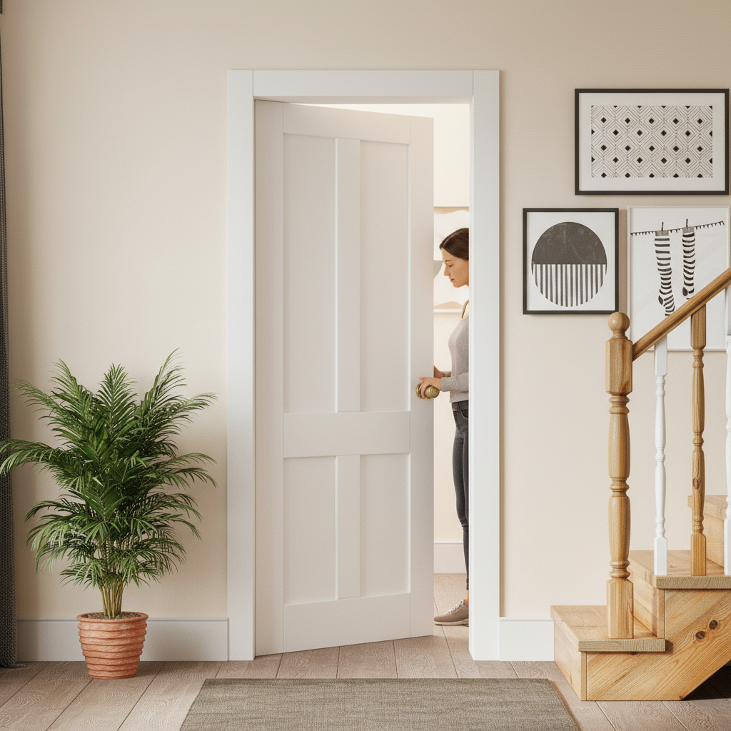 Premium Internal Primed Victorian Shaker 4 Panel Made-to-Measure Door - Custom Sizes Available for Perfect Fit