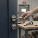 Chrome Lever On Round Rose Bathroom Handle Set | Hinges & Lock | Modern Interior