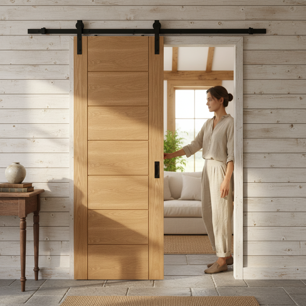 Internal Oak Fully Finished Sliding Door Set