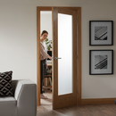 Premium Internal Oak Fully Finished Obscure Glazed Pattern 10 Door - Engineered Strength with A-Grade American White Oak Veneer