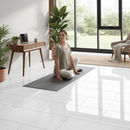 High Gloss Laminate Flooring - White Marble Effect, 8mm T...