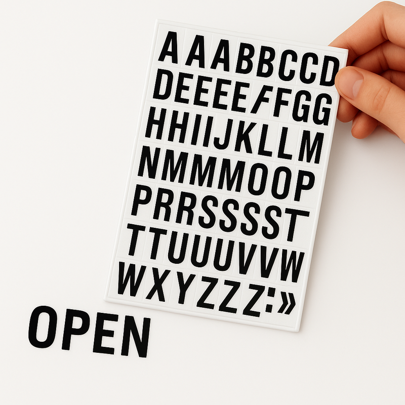 Premium 23MM Magnetic Letter Sheet A5 Black on White for Fast Clear Labelling