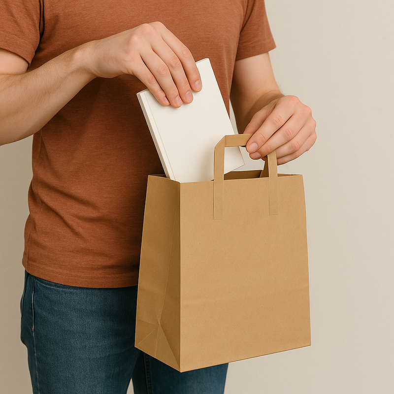 Heavy-Duty Brown Kraft Paper Bags with Handles Sustainable Stylish Carrier Bags for Retail Food
