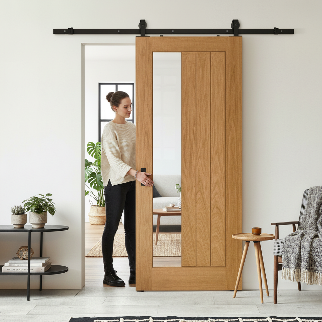 Oak Internal Fully Finished Sliding Door