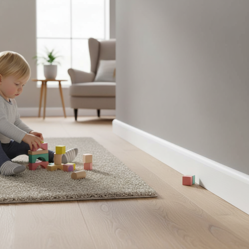 White Painted Chamfered Skirting Board 2.4m Length