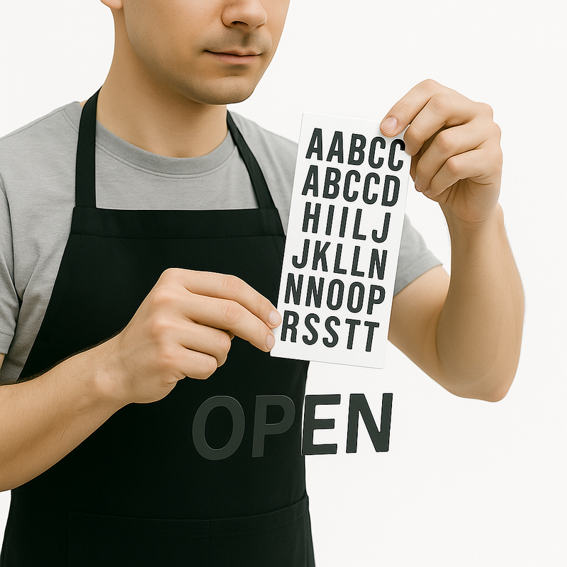 Premium 23MM Magnetic Letter Sheet A5 Black on White for Fast Clear Labelling