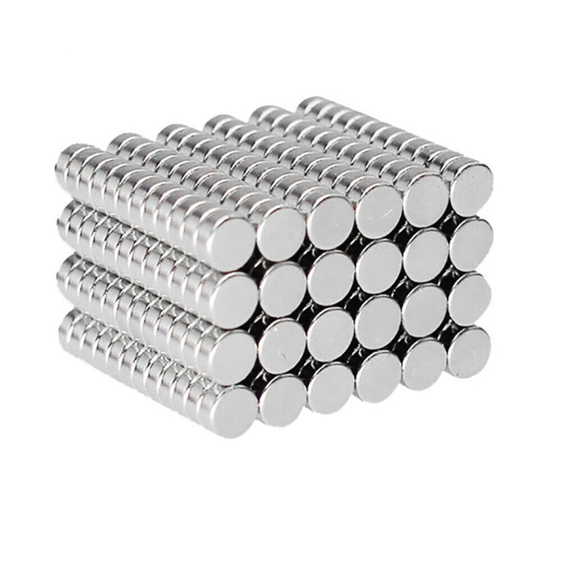 Pack of 100 Neodymium 4mm Disc Magnets Silver N35 Grade With Plastic Spacers