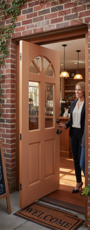 Premium Hardwood Single Glazed Fan Light Design with Clear Glass and Raised Panels