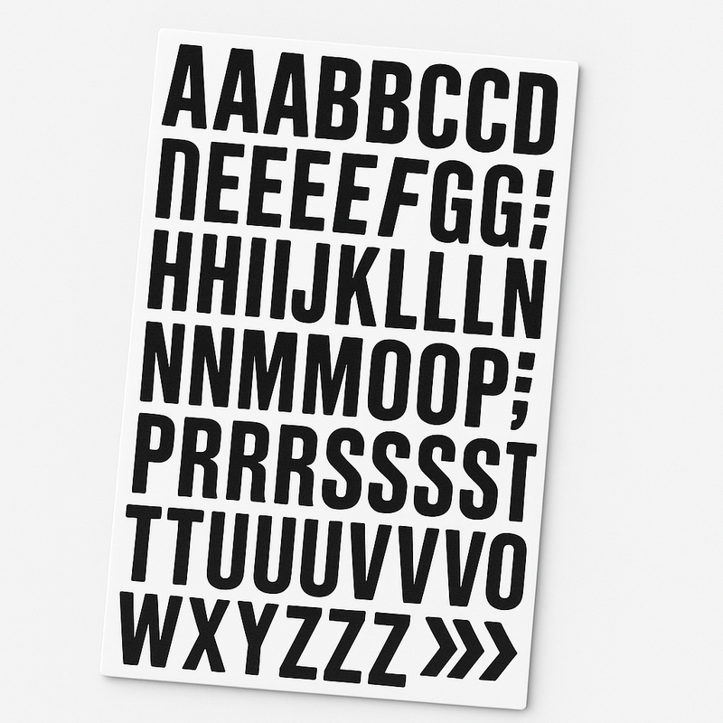 Premium 23MM Magnetic Letter Sheet A5 Black on White for Fast Clear Labelling
