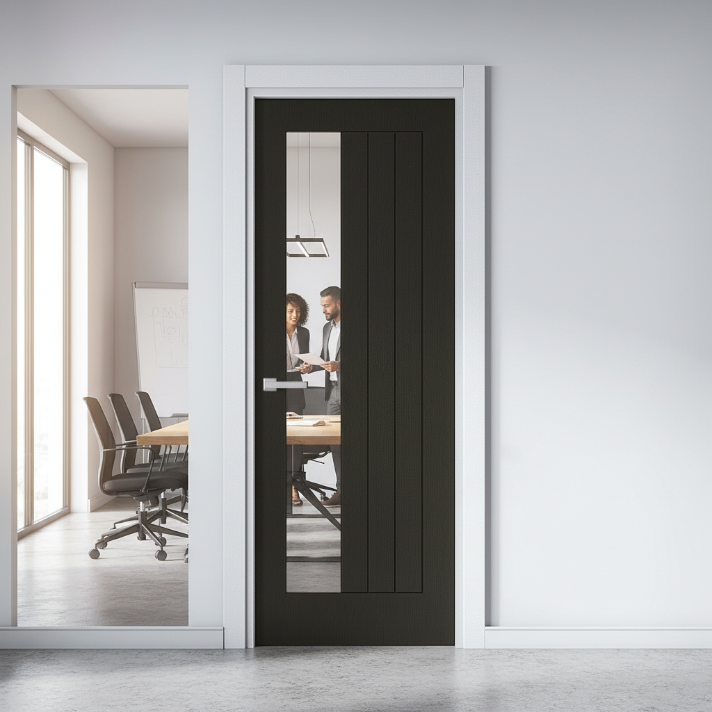 Premium Fully Finished Oak Offset Clear Glass Made-to-Measure Interior Door - Custom Sizes Available for Modern Interiors
